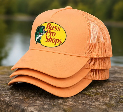 Bass Pro Shops Mesh Trucker Hat Snapback Adjustable Fishing Cap – Multiple Colors.