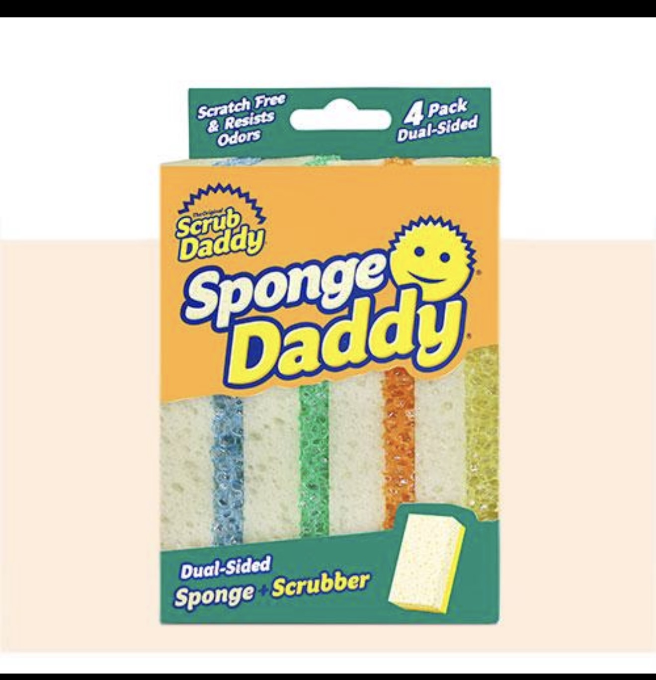 Scrub Daddy Sponge Daddy 4 Pack Scratch Free Multi Color Sponges New