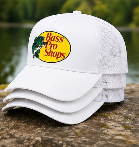 Bass Pro Shops Mesh Trucker Hat Snapback Adjustable Fishing Cap – Multiple Colors.