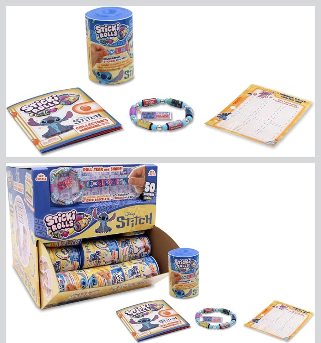 Disney Stitch Sticki Rolls Wearable Sticker Bracelet – 50 Stickers Inside | Kids Collectible Toy