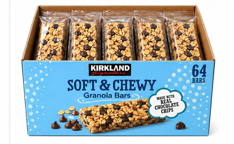 Kirkland Signature Soft & Chewy Granola Bars – Chocolate Chip (64 Pack)