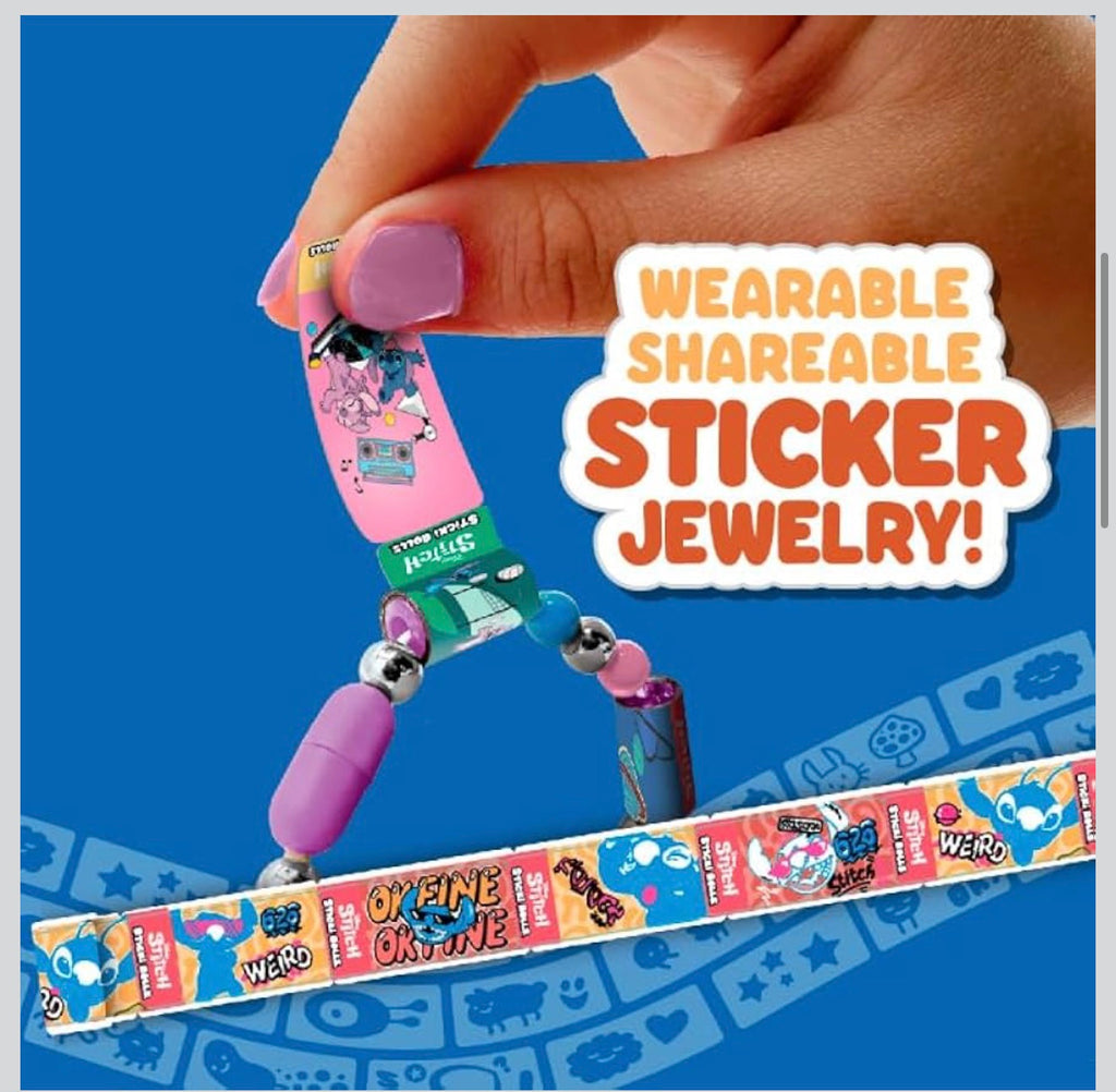 Disney Stitch Sticki Rolls Wearable Sticker Bracelet – 50 Stickers Inside | Kids Collectible Toy