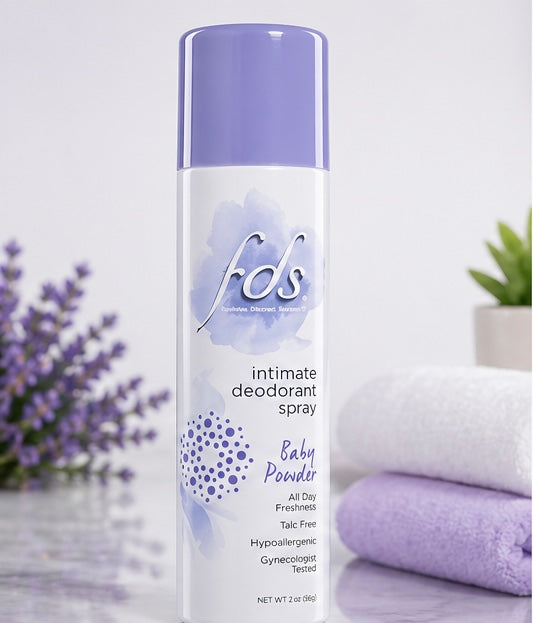 FDS Intimate Deodorant Spray – Baby Powder Scent – Talc-Free, Hypoallergenic – 2 oz