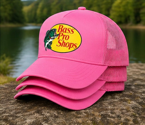 Bass Pro Shops Mesh Trucker Hat Snapback Adjustable Fishing Cap – Multiple Colors.
