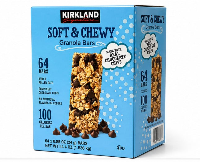Kirkland Signature Soft & Chewy Granola Bars – Chocolate Chip (64 Pack)