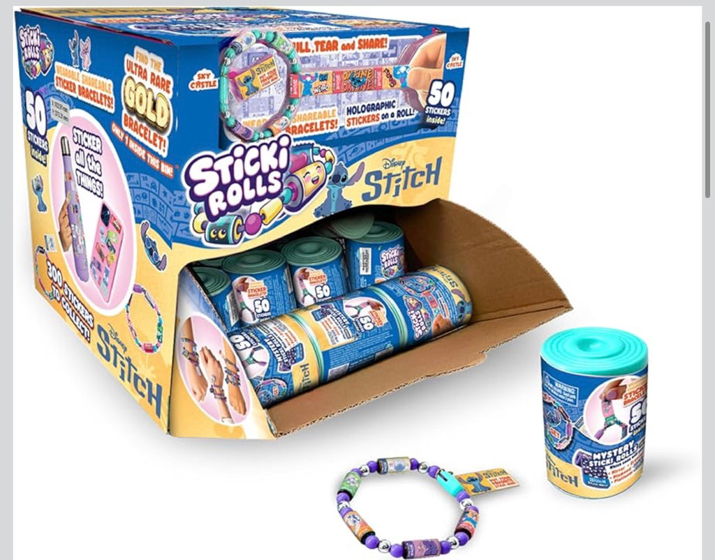 Disney Stitch Sticki Rolls Wearable Sticker Bracelet – 50 Stickers Inside | Kids Collectible Toy