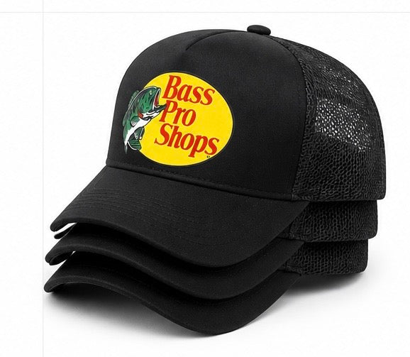 Bass Pro Shops Mesh Trucker Hat Snapback Adjustable Fishing Cap – Multiple Colors.